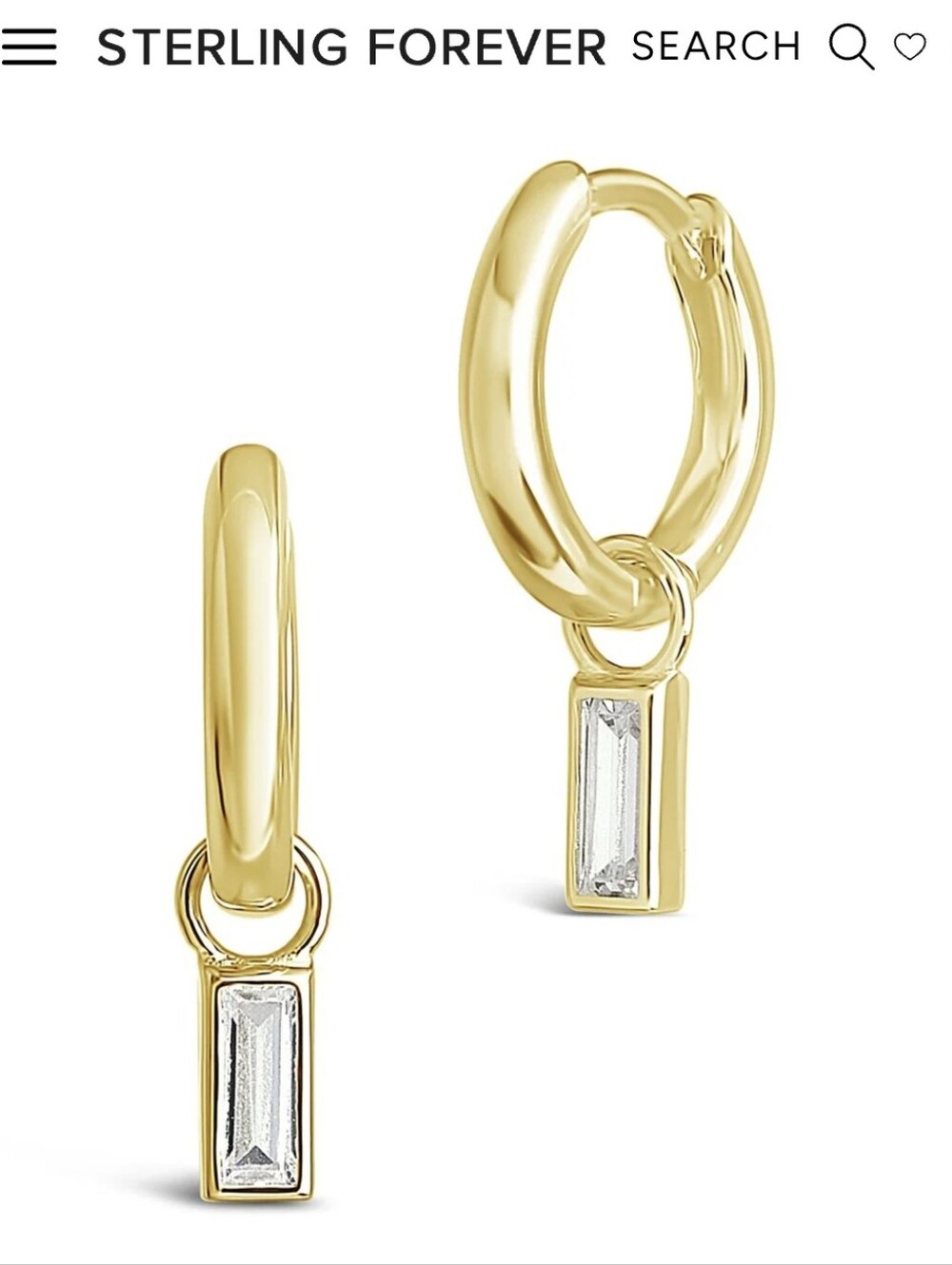Sterling Silver Baguette CZ Micro Hoops